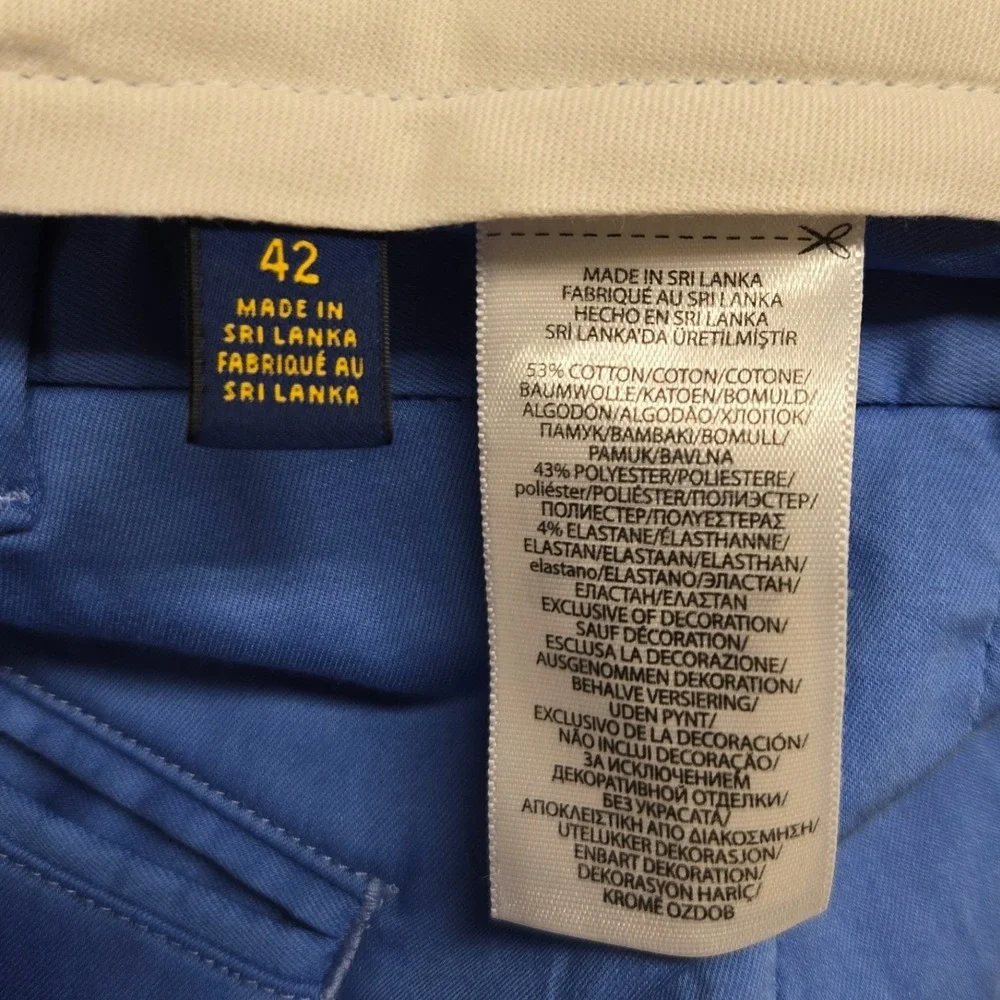 Polo Golf Ralph Lauren Shorts Mens 42 Blue Classic Fit Chino Stretch Preppy Logo